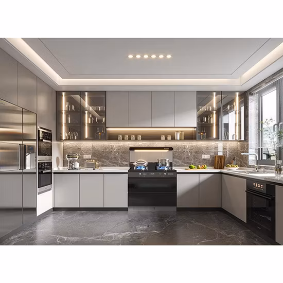 Fabricantes de armários de cozinha modernos personalizados de móveis Foshan